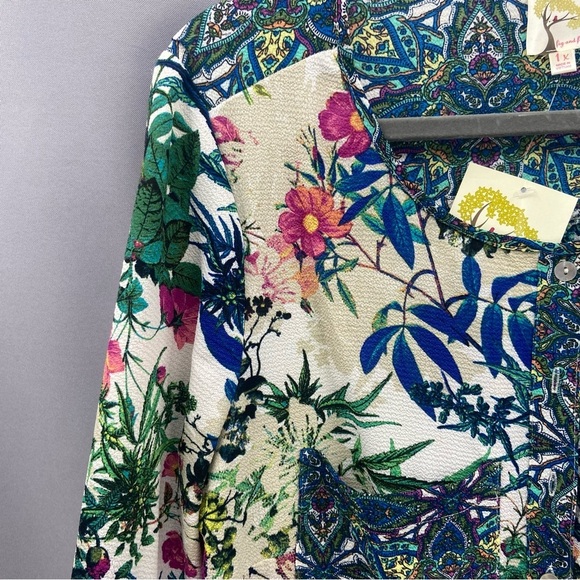 FIG AND FLOWER Multicolor Floral Lightweight Popover Tunic Top Size 1X NWT - Picture 4 of 14